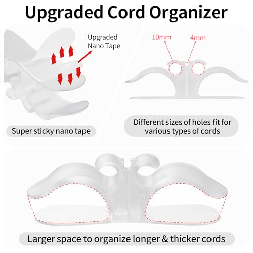 Indemo 6PCS Clear Cord Organizer for Kitchen Appliances - Stick-On Cable Wrappers, Cord Holder for Air Fryer, Blender, Coffee Maker, Toaster (Clear-6PACK)