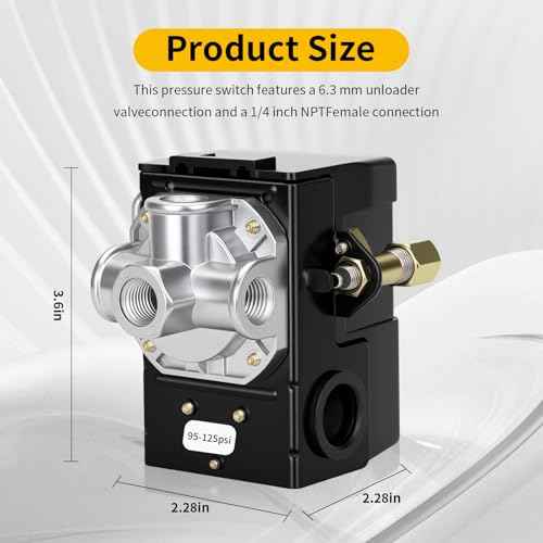 LF10-4H Air Compressor Pressure Switch Control NPT1/4 95-125 PSI 20A 4 Port Air Compressor Pressure Switch