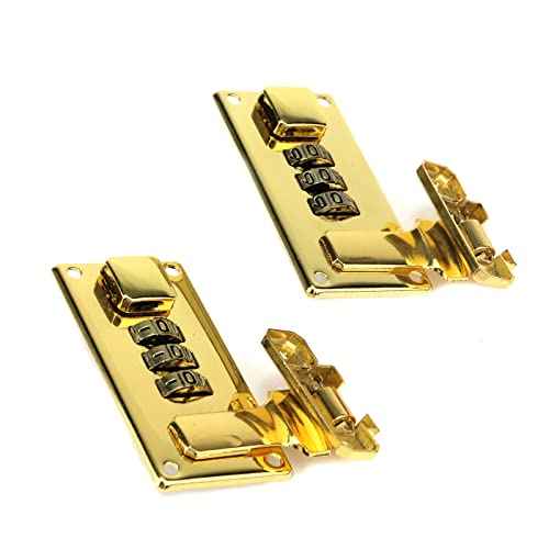 2pcs Luggage Combination Lock, Toolbox Hasp with Combination Lock, 3 Digit Password Lock (Gold)