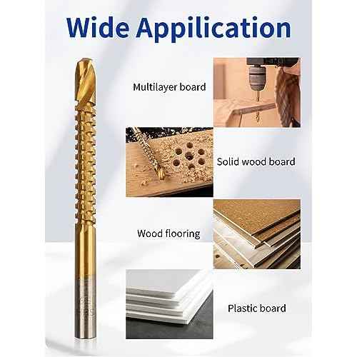 Rocaris 8 Pack Titanium Coated HSS Twist Drill Bits, 3-10mm Serrated Side Cutting Drill Bit Woodworking Tools for Plastic Metal Wood Hole