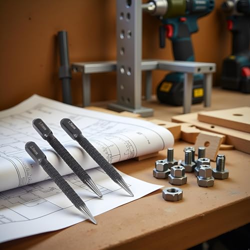 3Pcs Black High-Carbon Steel Center Punch Set Non Center Punch for Alloy Steel Metal Wood Marking Drilling Tool Center Punches Punches Hand Tools,Tools and Home Improvement 10cm