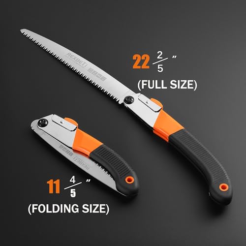 REXBETI 11-Inch Folding Hand Saw for Wood & Camping - Heavy Duty SK5 Steel Blade