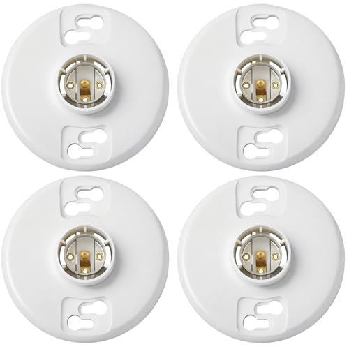 Saysurey 4 Pack White Phenolic Resin E26 Medium Base Light Socket Replacement