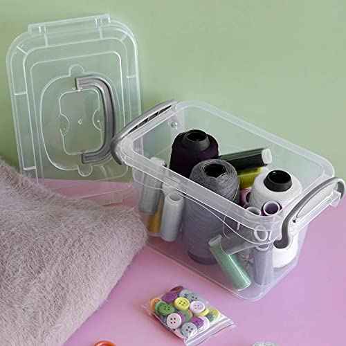 1.5 L Clear Mini Storae Box, 6-Pack Tiny Plastic Storage Latch Box
