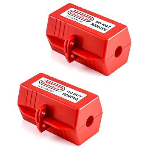 QWORK Polypropylene Plug Lockout Device for Lock Out Tag Out, Power Plug Lock Out, M Size - 110 to 125V 30A, 2 Pack