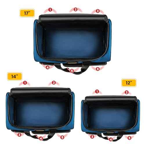 Tool Bag Set, 3 Sizes, Heavy-Duty Storage Bags, Waterproof Tool Bag Organizer 1680D Tool Bags for Electrician Construction, Blue and Black