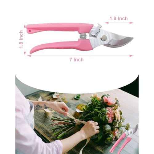 Pruning Shears for Gardening, 4 Pack Garden Scissors for Cutting Fresh Flowers, Floral Clippers for Plants, Fruits (Pink)