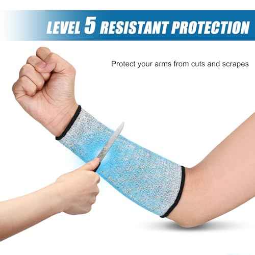 2 Pairs Cut Resistant Sleeve Arm Protection Level 5 Protection Safety Protective Sleeves Arm Protectors for Men Women(8.6 x 3.7 Inches,Black, Gray)