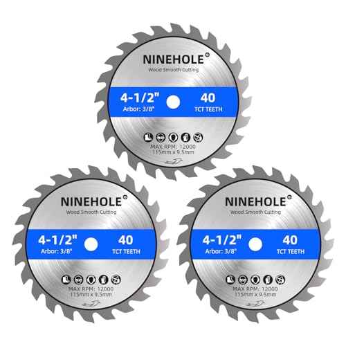 3pack 4 1/2 Inch Circular Saw Blade 40T with 3/8-Inch Arbor, TCT Carbide Tipped Teeth for Cutting Wood Plastic Composite Materials