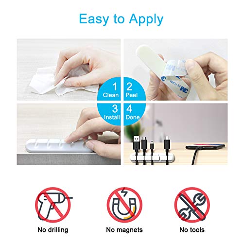 INCHOR White Cord Organizer for Desk - Cable Clips 2 Pack