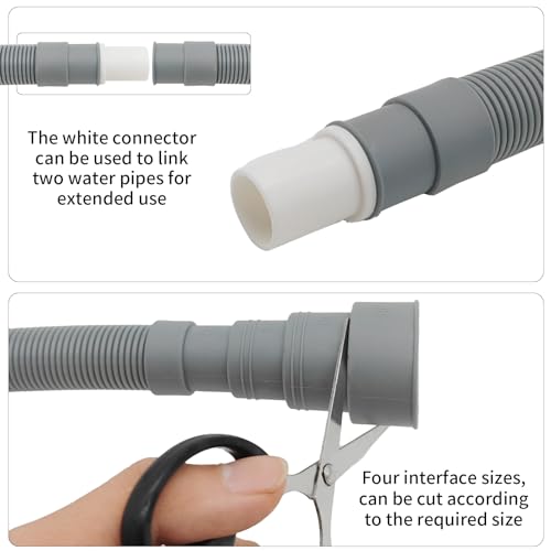 10ft Universal Washing Machine Drain Hose Extension Kit | 4 Connector Sizes, Leak-Proof