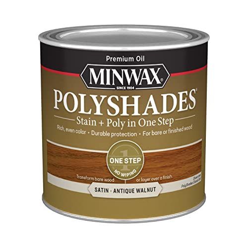 Minwax PolyShades Satin Antique Walnut Wood Stain & Polyurethane, 0.25 Quart