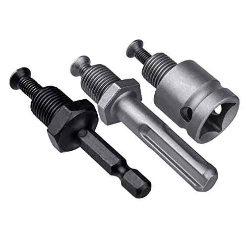 Yakamoz 3Pcs 1/2-20 UNF Mount Thread Drill Chuck Shank Adapter Set, SDS-Plus Shank for Rotary Hammer Drill | 1/4" Hex Shank for Impact Driver | 1/2" Drive Female Adapter for Air Impact Wrench