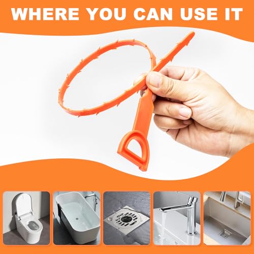 QUIUMES 4-Pack 20 Inch Flexible Drain Snake Clog Remover for Hair & Debris