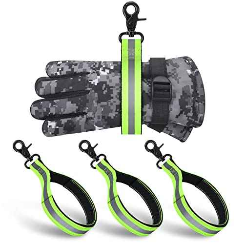 Shappy 3 Pcs Firefighter Glove Strap Heavy Duty with Reflective Trim Turnout Gear Glove Safety Adjustable Strap Accessories Gear(Fluorescent Yellow)