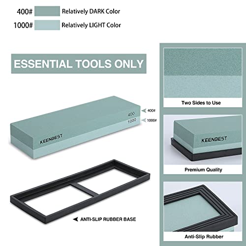 KEENBEST 400/1000 Grit Whetstone Sharpening Stone Set for Knives & Tools
