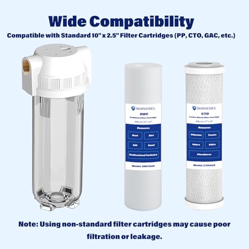 MOPUEHEL System_HS 10-Inch Clear Inline Water Filter Housing for RV & Home