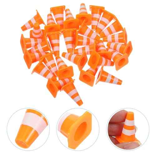 30Pcs Mini Traffic Cones, 1in Mini Cones Roadblock Construction Signs, Tiny Traffic Toys Training Scene Roadblocks, Multifunctional Building Theme Party Sports Activity Models