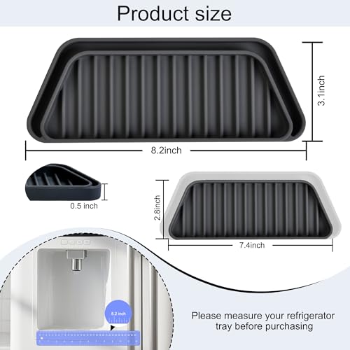 KindGa 2 Pack Refrigerator Drip Tray - Black, 8.2x3.1" / 7.4x2.8" Adjustable Anti-Slip