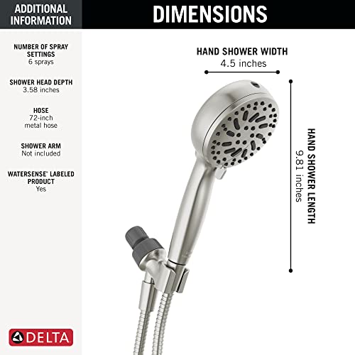 Delta ProClean SpotShield Brushed Nickel Handheld Shower Head with 6 Spray Settings