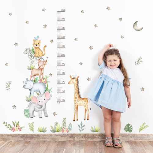 Giraffe & Elephant Kids Height Wall Chart£¬Cute African Animal Height Stickers, Children's Room Wall Stickers, Growth Chart for Wall, Peel & Stick Nursery Wall Decals for Baby Bedroom.