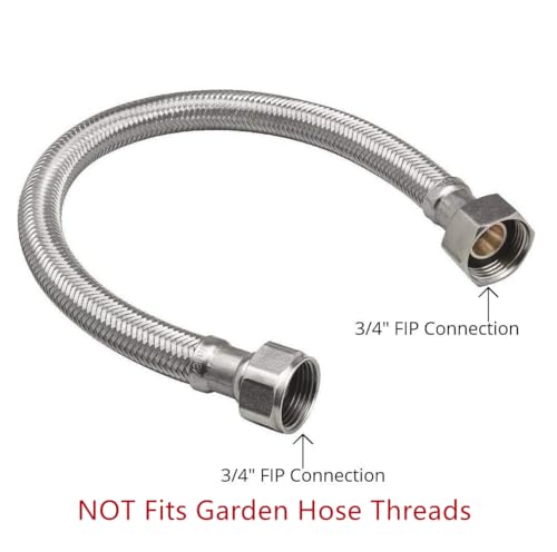 EZ-Fluid 12-Inch Stainless Steel Water Heater Connector FIP x FIP, 3/4 Inch, Variation 1