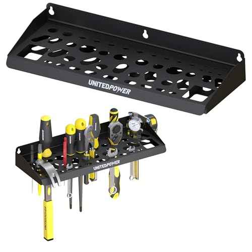 UNITEDPOWER Wall Mount Tool Storage Rack, Screwdriver Holder, Pliers Organizer, Wrench Utility Shelf, 51 Holes for Variety of Small Hand Tools, Workshop, Shed, Garage, Home