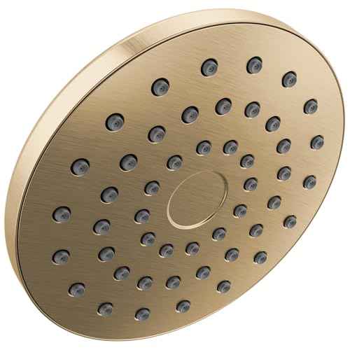 Delta PivotPro Brushed Gold Rain Showerhead, Single Setting 7 Inch Round Shower Head, Showerheads, 1.75 GPM Flow Rate, Champagne Bronze 75104CZ