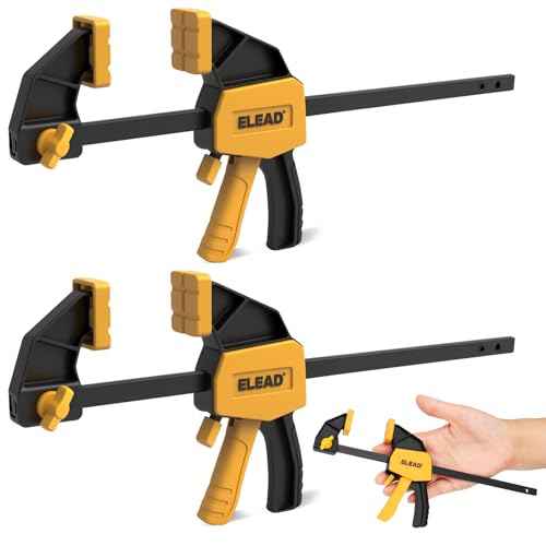 6" Mini Bar Clamps for Woodworking, 2-Piece One-Handed F Clamp/Spreader, 75LBS Load Limit Wood Clamp, Quick Release Grip Clamps for Table Wood Working, Light-duty Tools