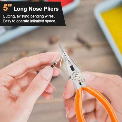 Rongon Small Needle Nose Pliers 5 Inch Precision Long Nose Plier Jewelry Pliers Tools Craftsman Tool Kit for Bending Wire, Handcraft, PCB Board, Working in Tight Areas