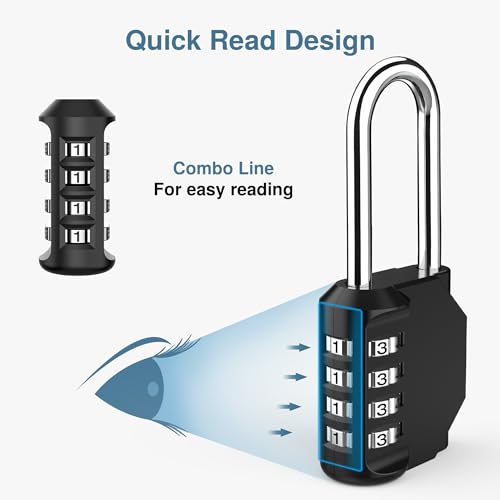 Puroma 2-Pack 4-Digit Combination Padlocks for Gates & Sheds - Black, 2.6 Inch