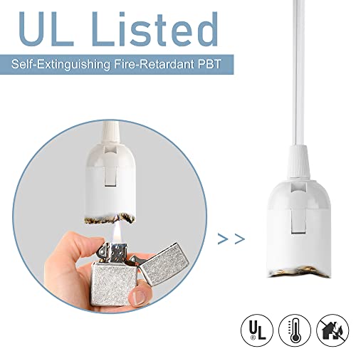 20ft UL Approved Hanging Lantern Pendant Light Cord with ON/OFF Switch - White Variation