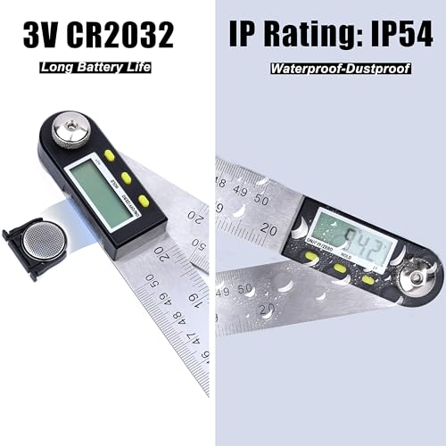 Yangoutool Digital Angle Ruler 500mm/20-Inch with 360° Protractor, Lock, CR2032 Battery