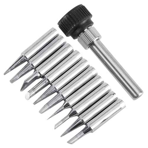 900M Soldering Iron Tips, 10Pcs Soldering Tips Set, 200-480¡É Solder Iron Replacement Tip with A Retaining Sleeve Tool for 936, 937, 938, 969, 8586, 852D Soldering Stations