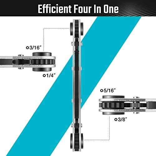 DURATECH 4 IN 1 HVAC Service Wrench, 3/16", 1/4", 5/16", 3/8", Air Conditioning & Refrigeration Equipment, Hex Bit Adapter
