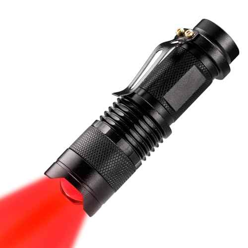 High Power One Mode Red LED Flashlight, Powerful Single Mode Red Flashlight, Red Light Flashlight Red LED Red Light Torch For Astronomy, Aviation, Night Observation-Black