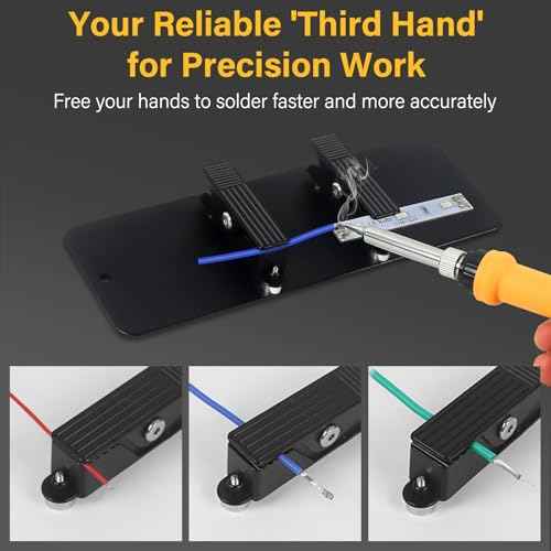 Magnetic Helping Hands Clamp Metal, Adjustable Third Hand Soldering Holder Stand For Small Electronics, Hobby DIY, Craft, PCB Repair, Precise Work, Exclusive Dual-Head Ultra-Grip (Yellowblack, long)
