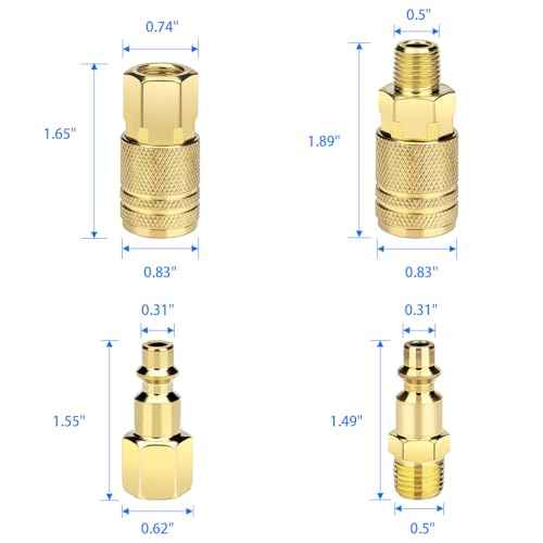 8 Pack Air Hose Fittings 1/4-Inch NPT Quick Connect Air Compressor Fittings, Universal Air Coupler and Industrial Plug Kit (8)
