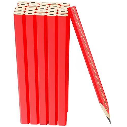 RONDURE 25-Pack Carpenter Pencils – Flat Octagonal Woodworking Marking Pencils