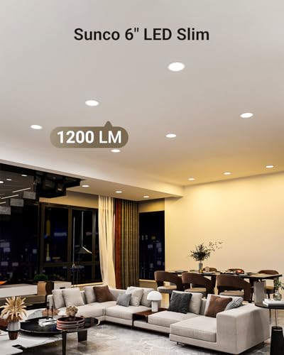 Sunco 6 Inch Canless LED Recessed Light 5CCT Dimmable Slim Ceiling Fixture (24 Pack)