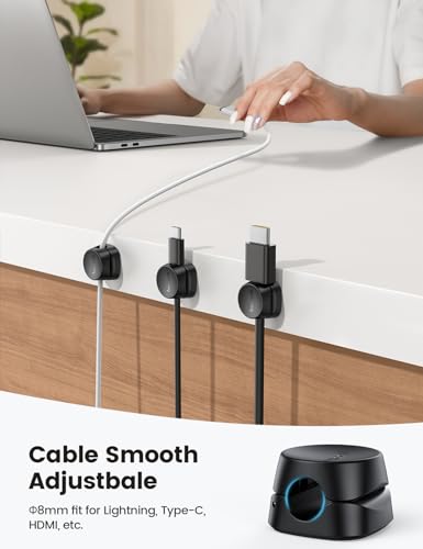 Lamicall 6-Pack Cord Organizer Clips Black Spring Cable Holders Desk Accessories