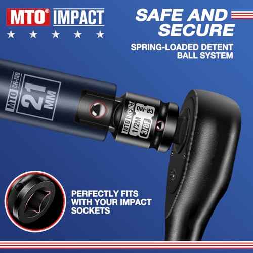 MTO 2-Piece 3/8" Female to 1/2" Male Impact Socket Adapter Set, 3/8" Drive Impact Driver Conversions for Impact Wrench, Chrome Molybdenum Alloy Steel