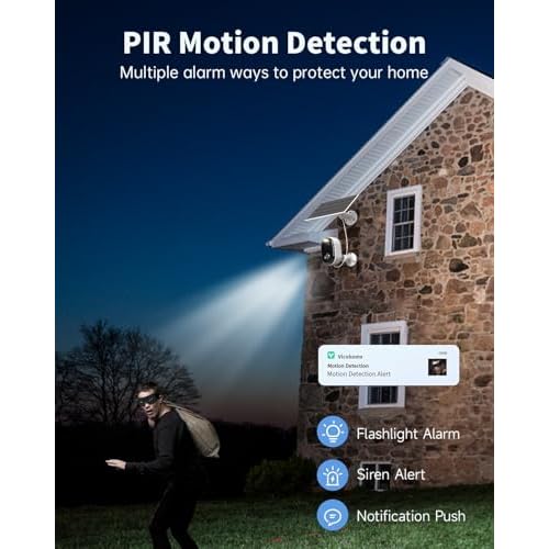 Security Cameras Wireless Outdoor, Solar Battery Powered 2k Color Night Vision, AI Motion Detection, IP66 Weatherproof, 2-Way Talk, SD/Cloud Storage, 2.4Ghz WiFi Cameras for Home Security (1 Pack)