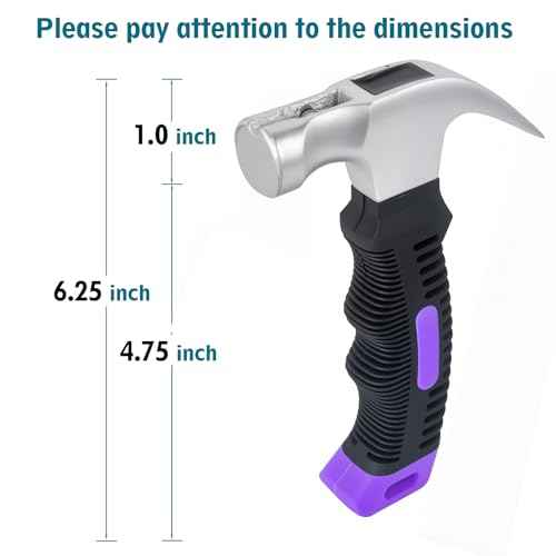 Small Claw Hammer - Mini Hammer for Women&Kids, Camping Hammer, Stubby Tack Hammer, Nail Hammer with Magnetic (Purple)
