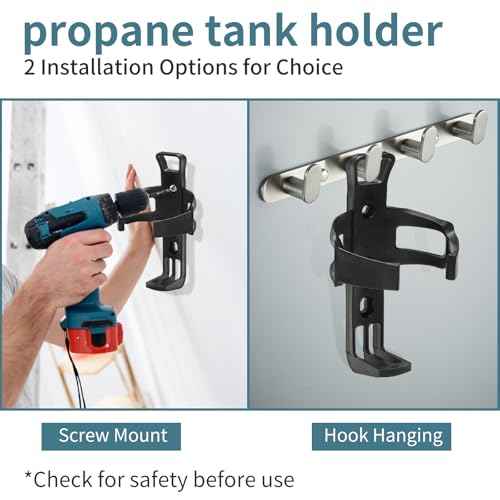 2 Pcs Propane Tank Holder with Cylinder Belt Hook Clip Hanger, Torch Holder Wall Mount, Organize for MAPP Gas Tank Hanger