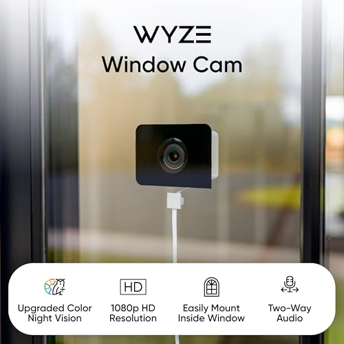 WYZE 1 Pack Indoor WiFi Window Security Camera with Color Night Vision & Glare Reduction