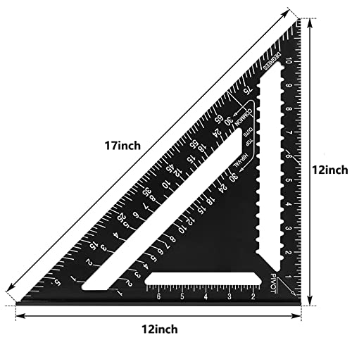 Aluminum 12-inch Rafter Square Professional Carpenter Measuring