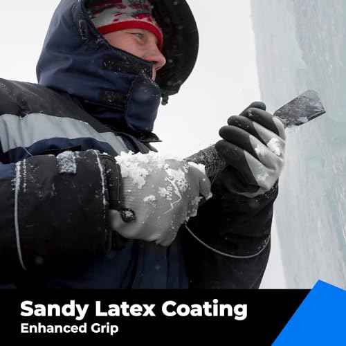 100% Waterproof Gloves for Men and Women, Winter Work Gloves for Cold Weather, Touchsreen, Thermal Insulated Freezer Gloves, With Grip, Grey, Large