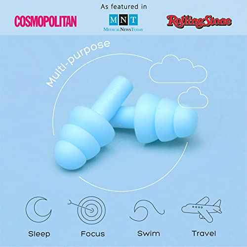 Soft Ear Plugs for Sleeping Noise Reduction, Made of Silicone, Suitable for Sleeping & Swimming, Soft Reusable Earplugs for Noise Reduction, Adjustable Size for Concerts & Snoring (3 Pairs)