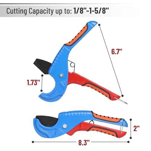 Bates- PEX Pipe Cutter, Cutting Range 1/8"-1-5/8", PEX Tool, PEX Tools, Rubber Hose Cutter Tool, PEX Cutter Tool, PEX Cutters, Plastic Pipe Cutter, Pipe Cutters Plumbing, Tube Cutter